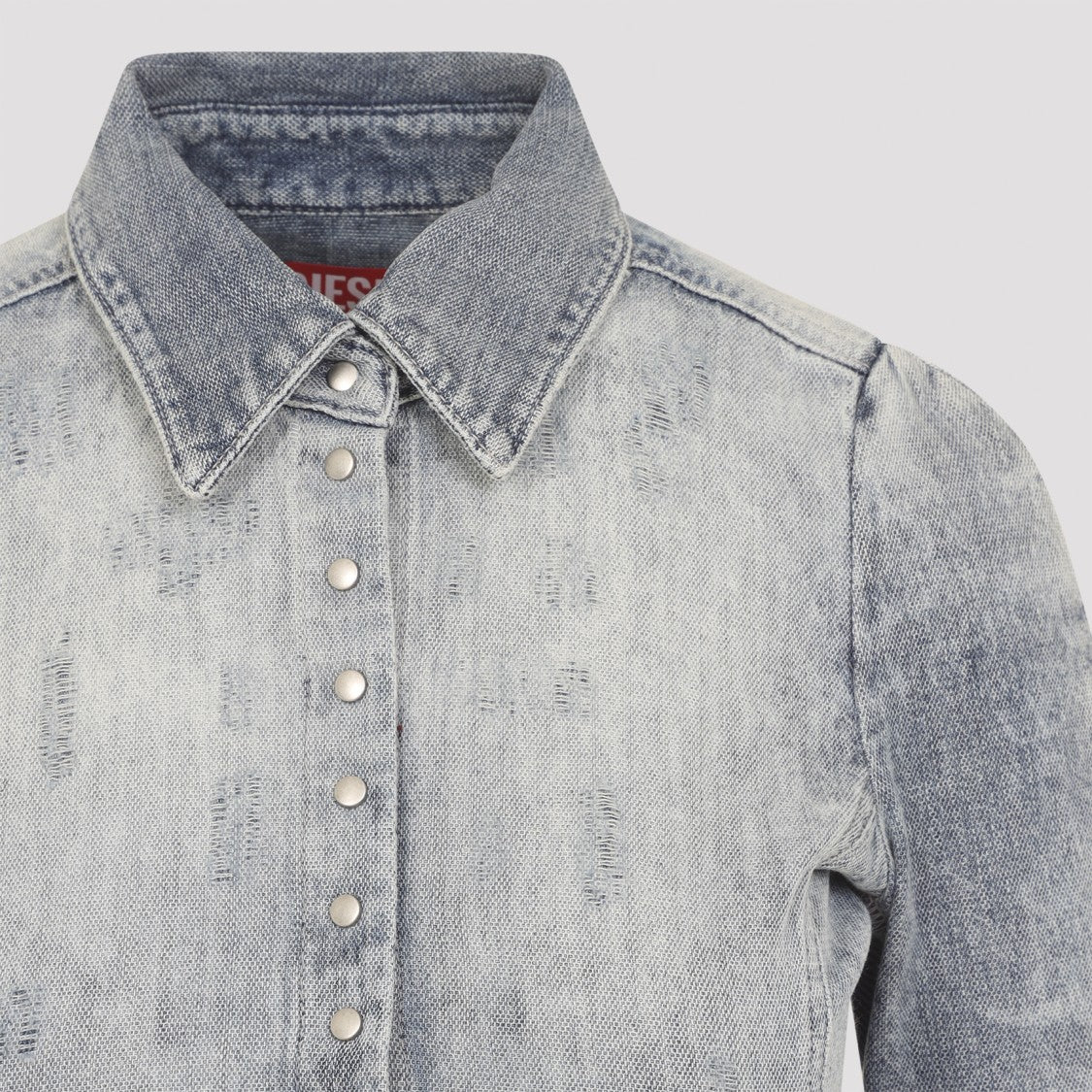 Diesel Fitted Denim-Texture Shirt With Classic Collar