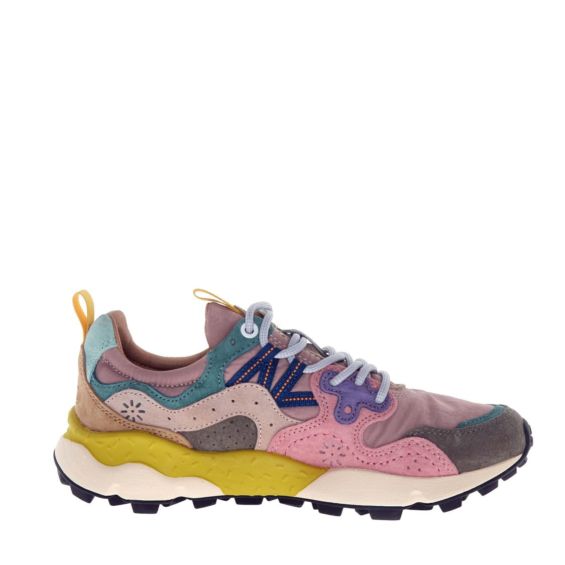 Flower Mountain Yamano 3 Sneaker In Gray And Pink Technical Fabric