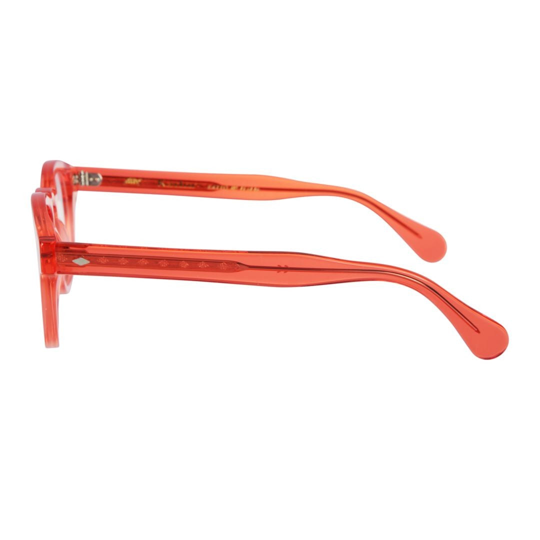 Kador Woody Cal 49 Translucent Red-Orange Rounded Square Eyeglasses