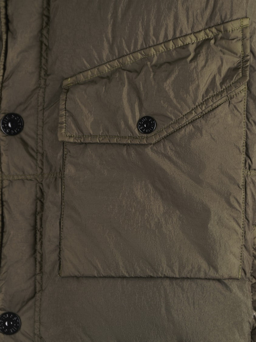 Stone Island Padded Oversized Jacket With High Collar And Flap Pocket