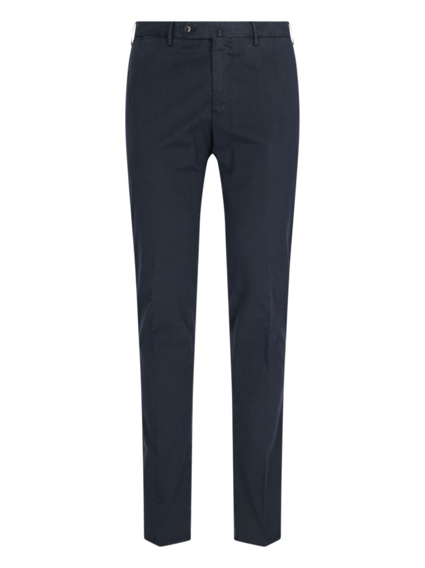 Pt Torino Navy Blue Superslim Chinos With Straight Leg Design