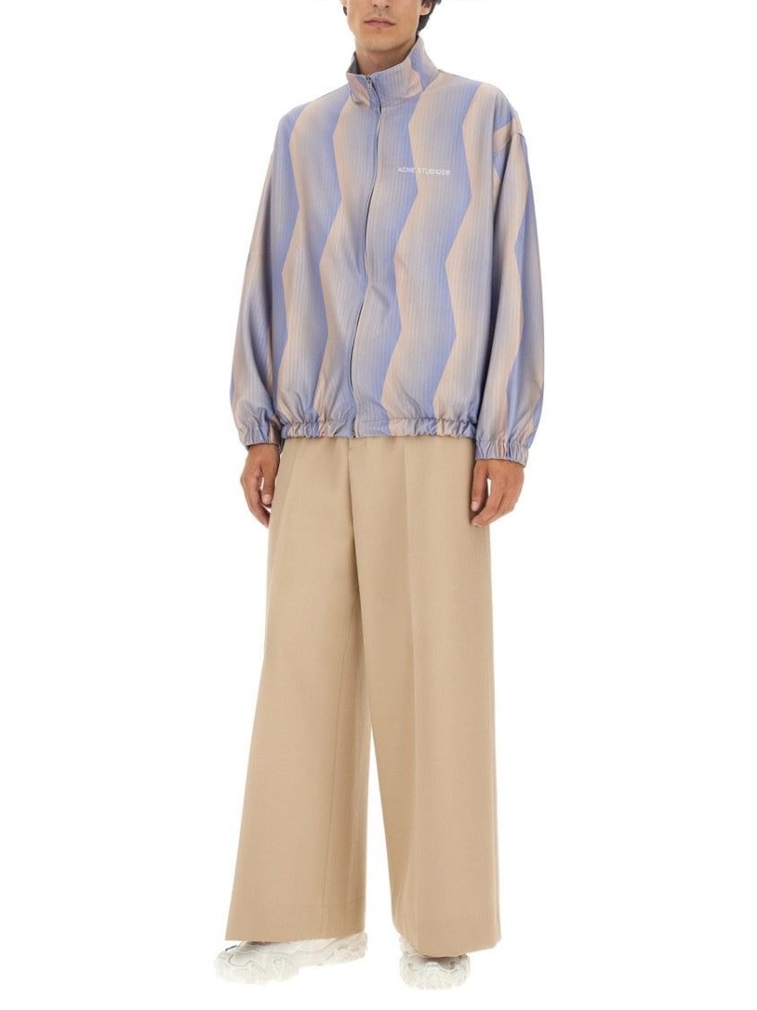 Acne Studios Zigzag Pattern Casual Jacket With Stand Collar
