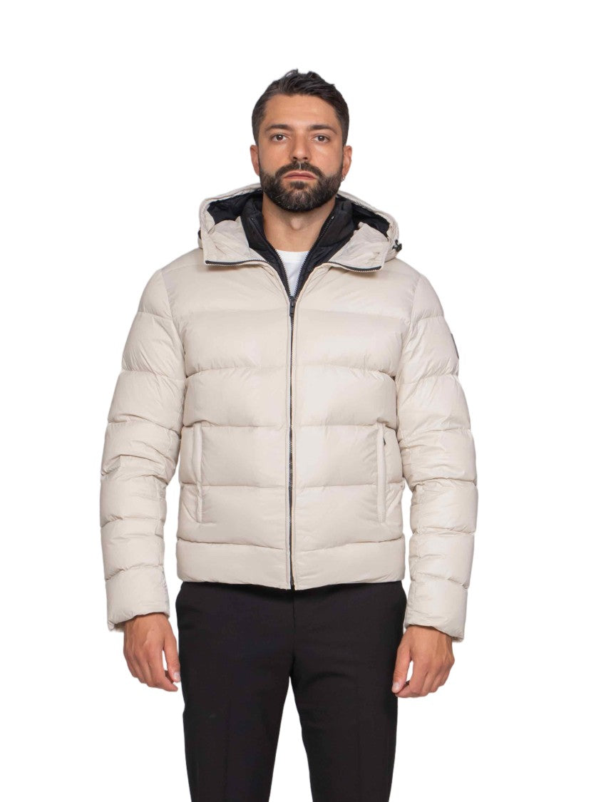 Fay Quilted Puffer Jacket With Hood And Zip Closure