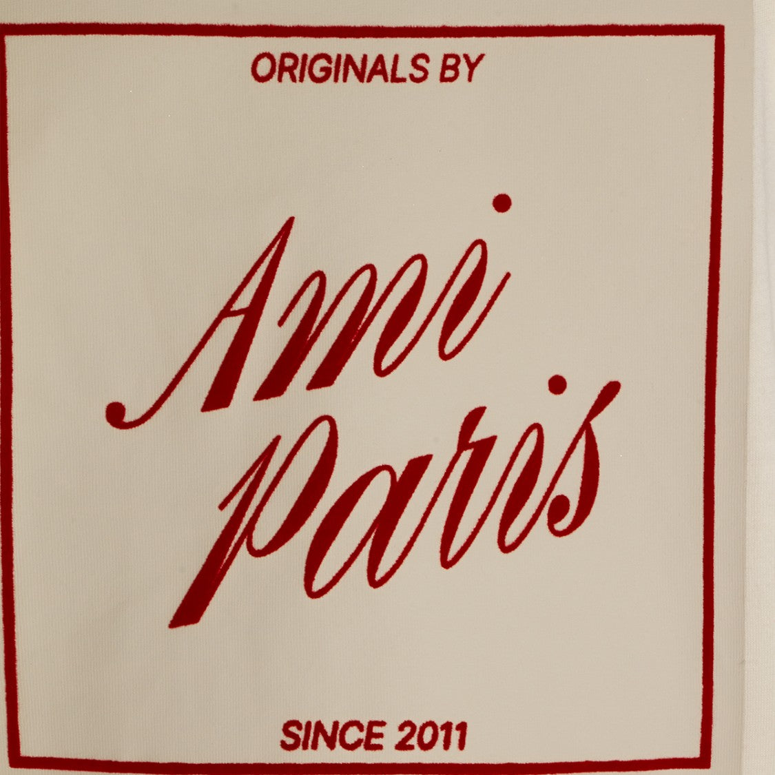 Ami Paris Relaxed-Fit Beige T-Shirt With Graphic Detailing