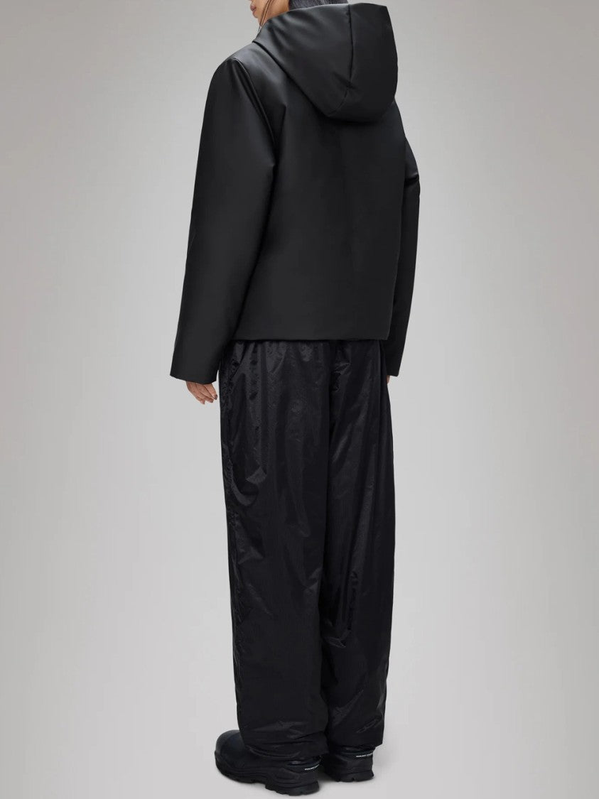 Rains Cropped Black Jacket