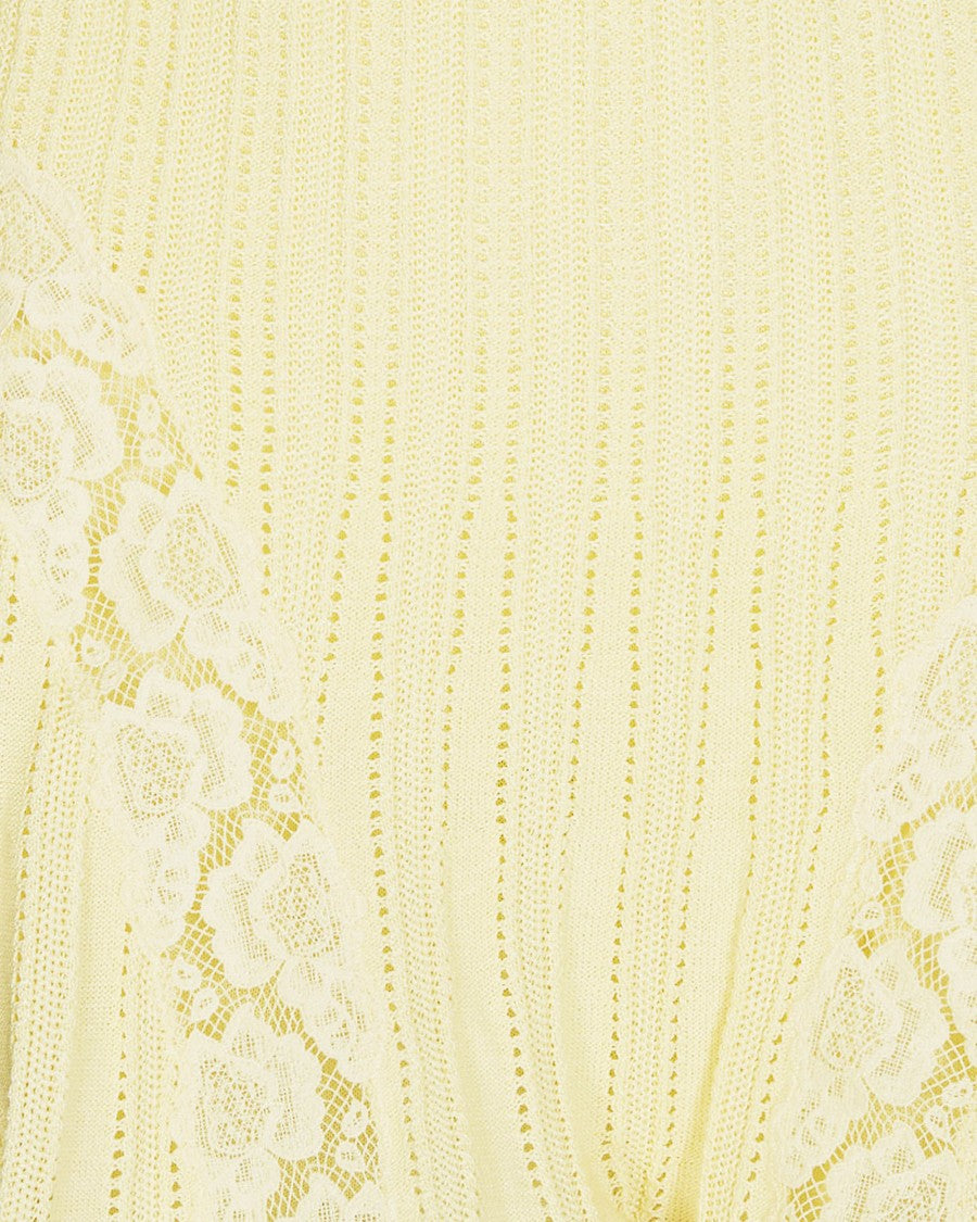 Self-Portrait Pointelle Skirt In Yellow