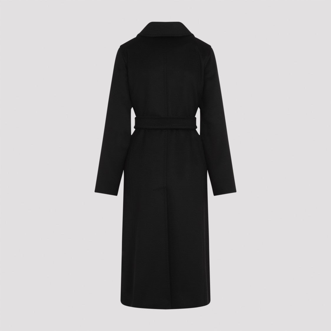 Max Mara Long Black Coat In Calf Hair