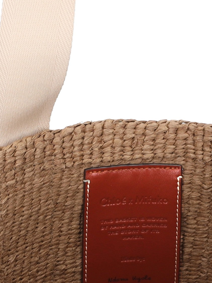 Chloé Beige Woody Large Rafia Tote Bag