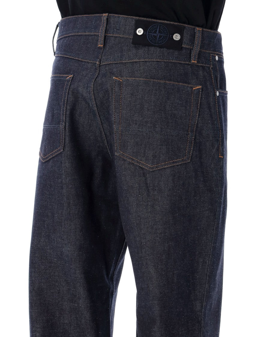 Stone Island Indigo Raw Denim Loose Jeans