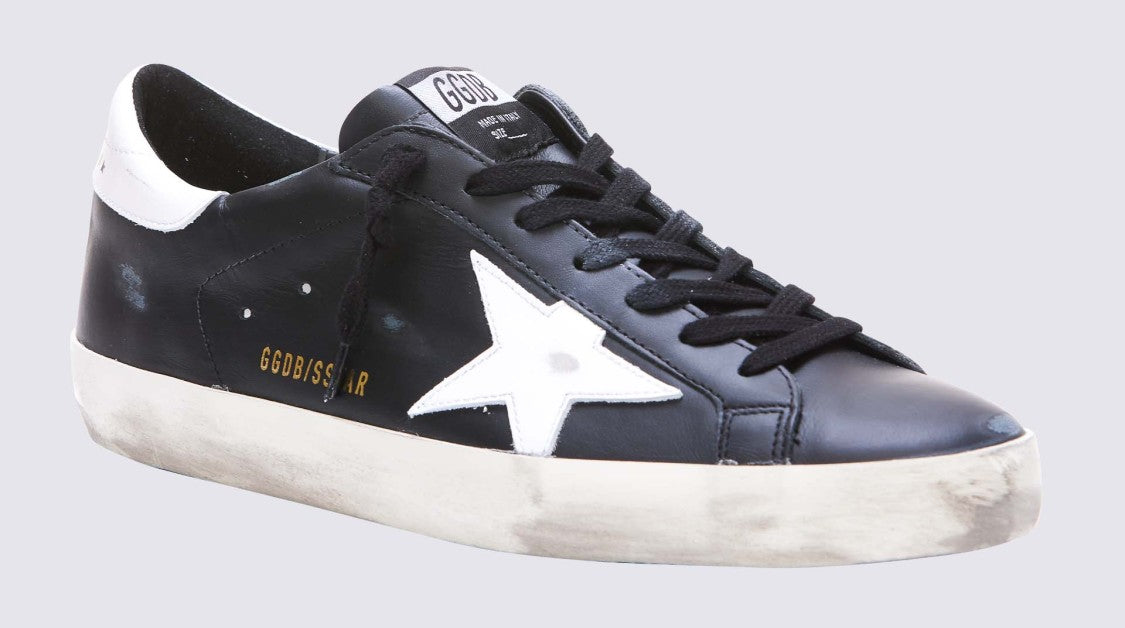 Golden Goose Black And White Leather Super-Star Sneakers