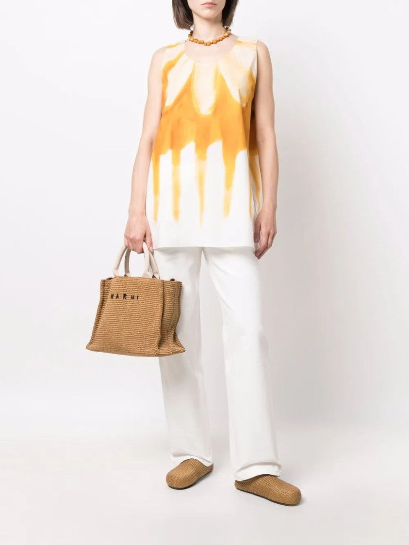 Marni Logo-Lettering Raffia Tote Bag