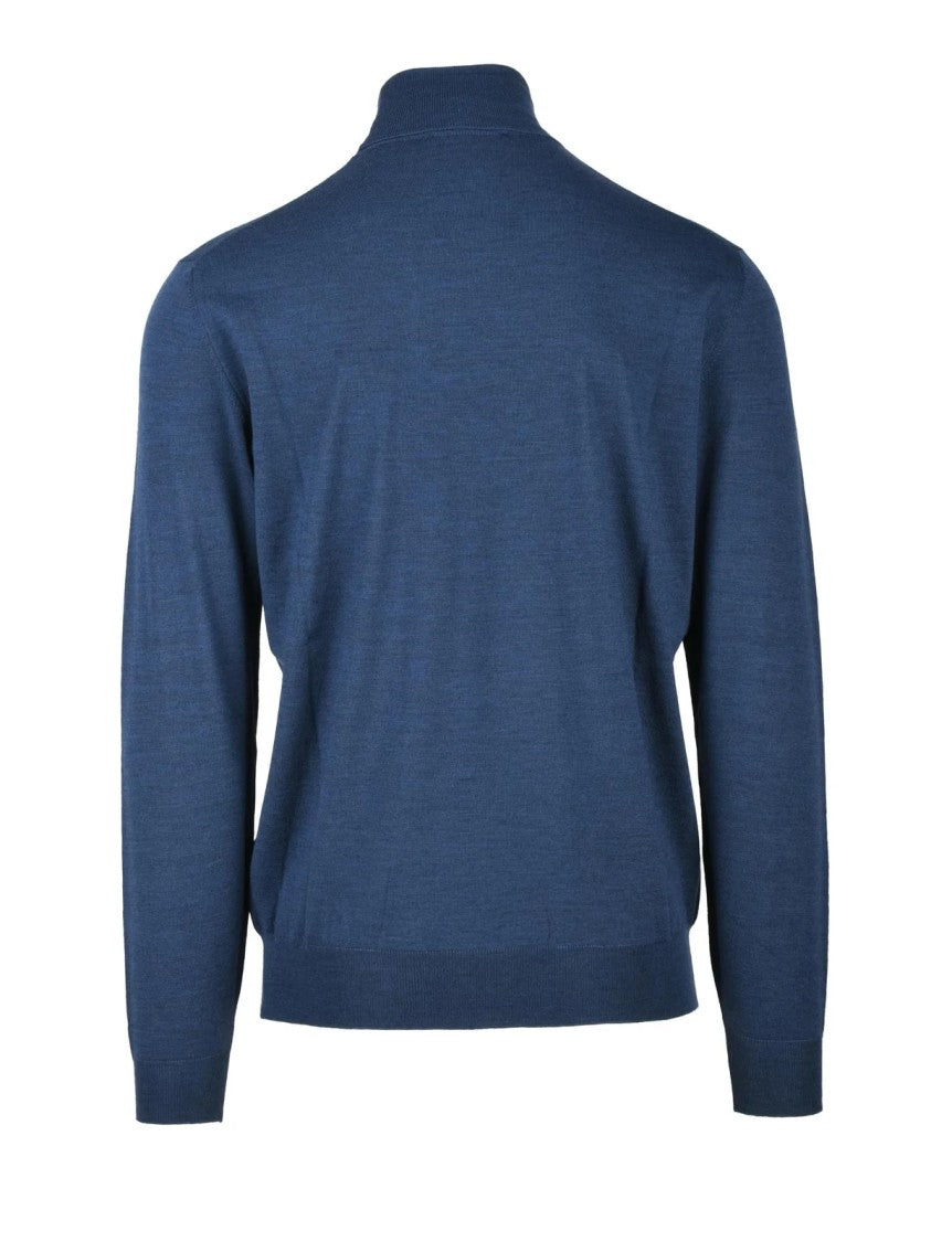 Filippo De Laurentiis Merino Wool Sweater With Ribbed Mock Neck And Minimalist Design