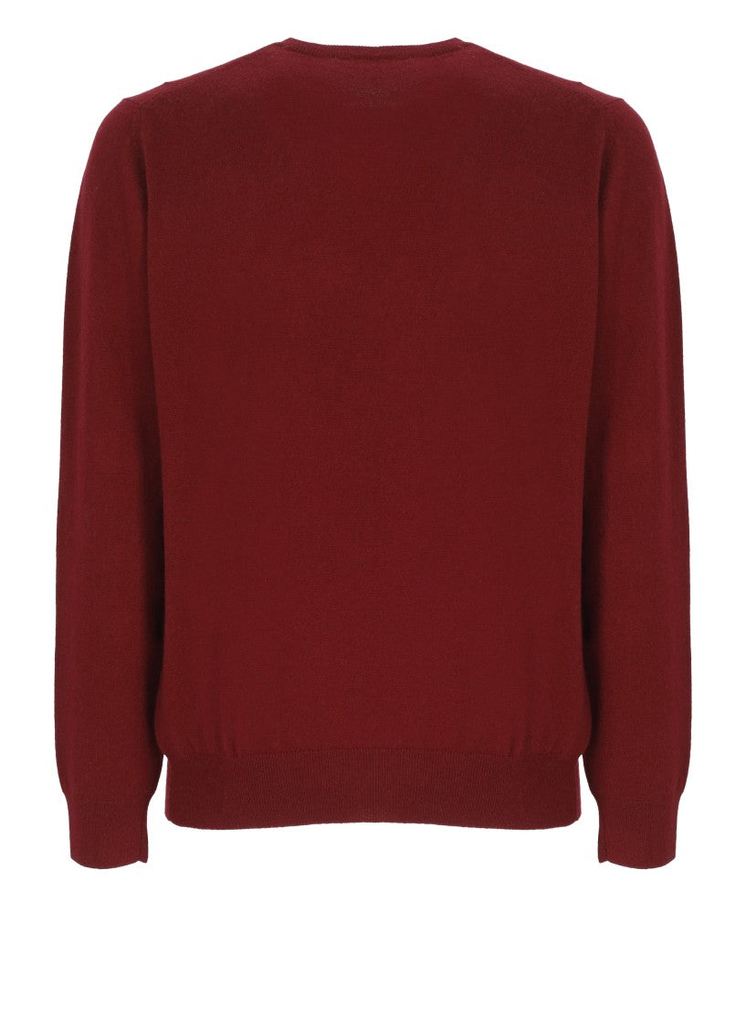 Della Ciana Burgundy Wool-Blend Crew Neck Sweater