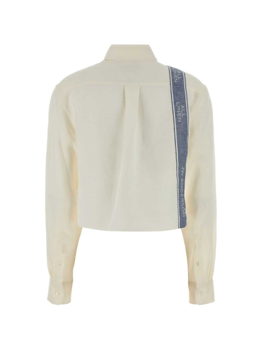 J. W. Anderson Cropped Linen Vertical Stripe Shirt