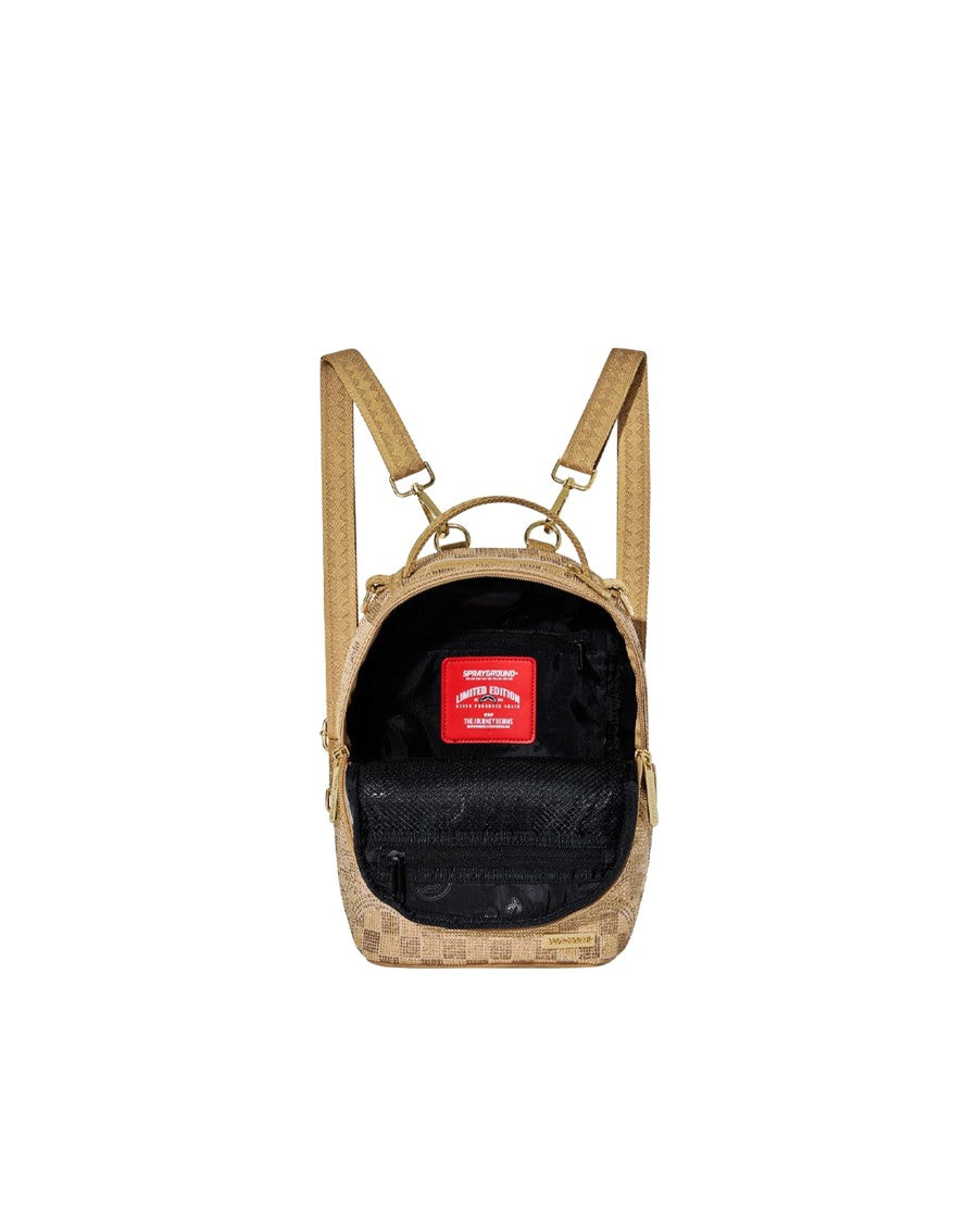 Sprayground Mini 2 Tone Gold Trinity Checkered Backpack