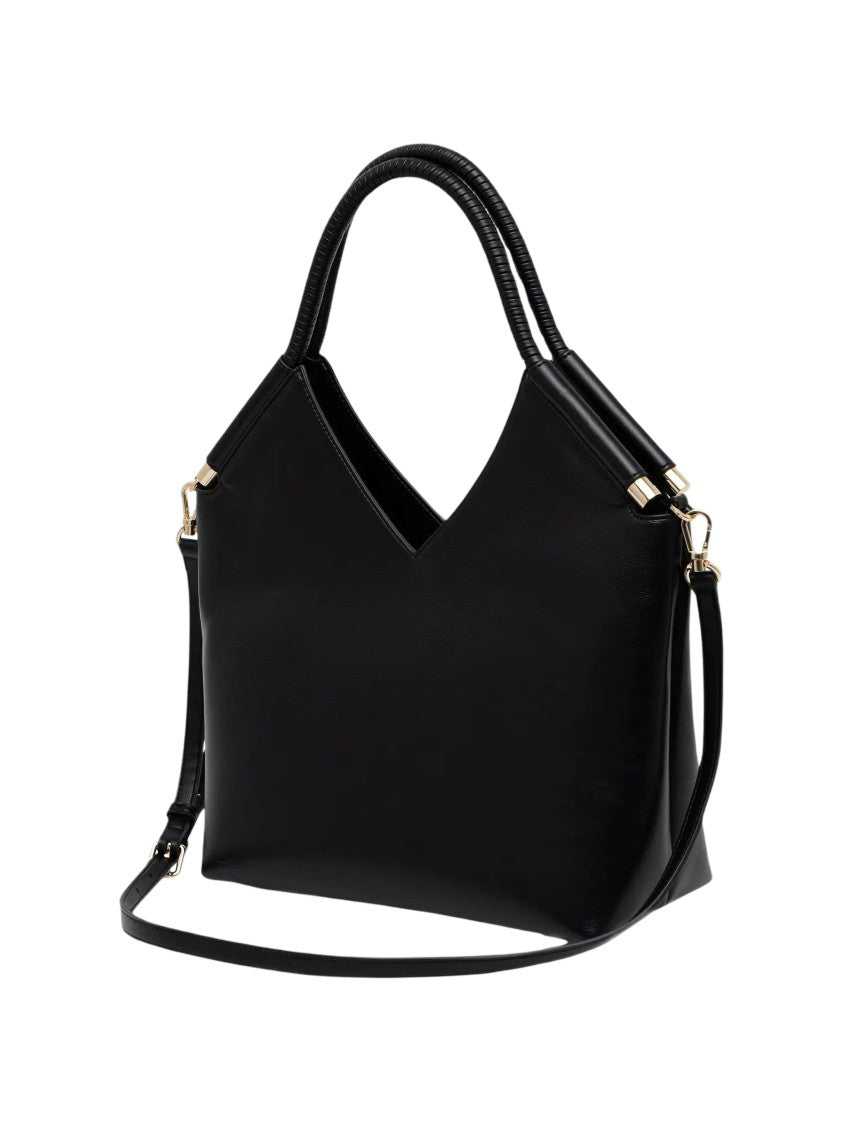 Twin-Set Structured Black Polyurethane Tote Bag