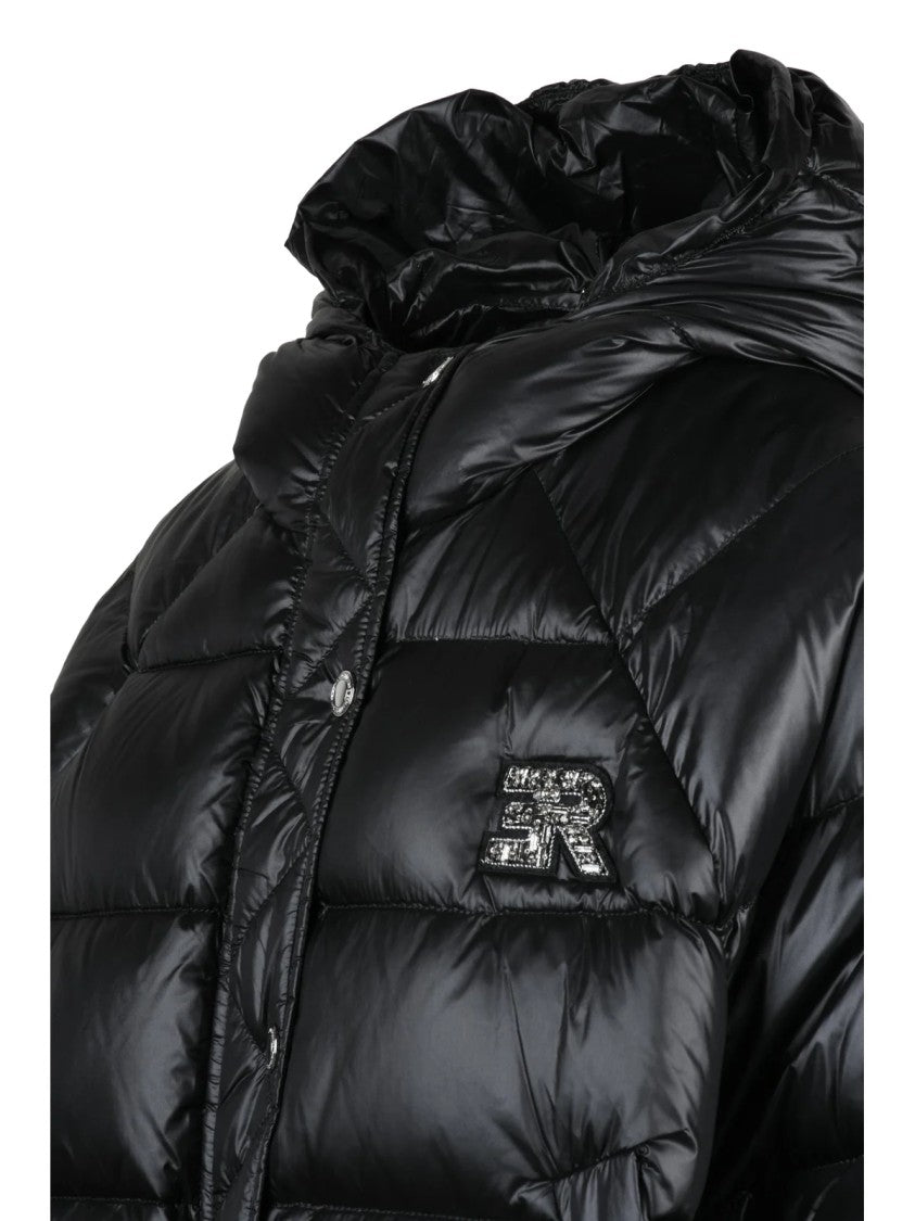 Ermanno Firenze Black Polyamide Hooded Down Jacket
