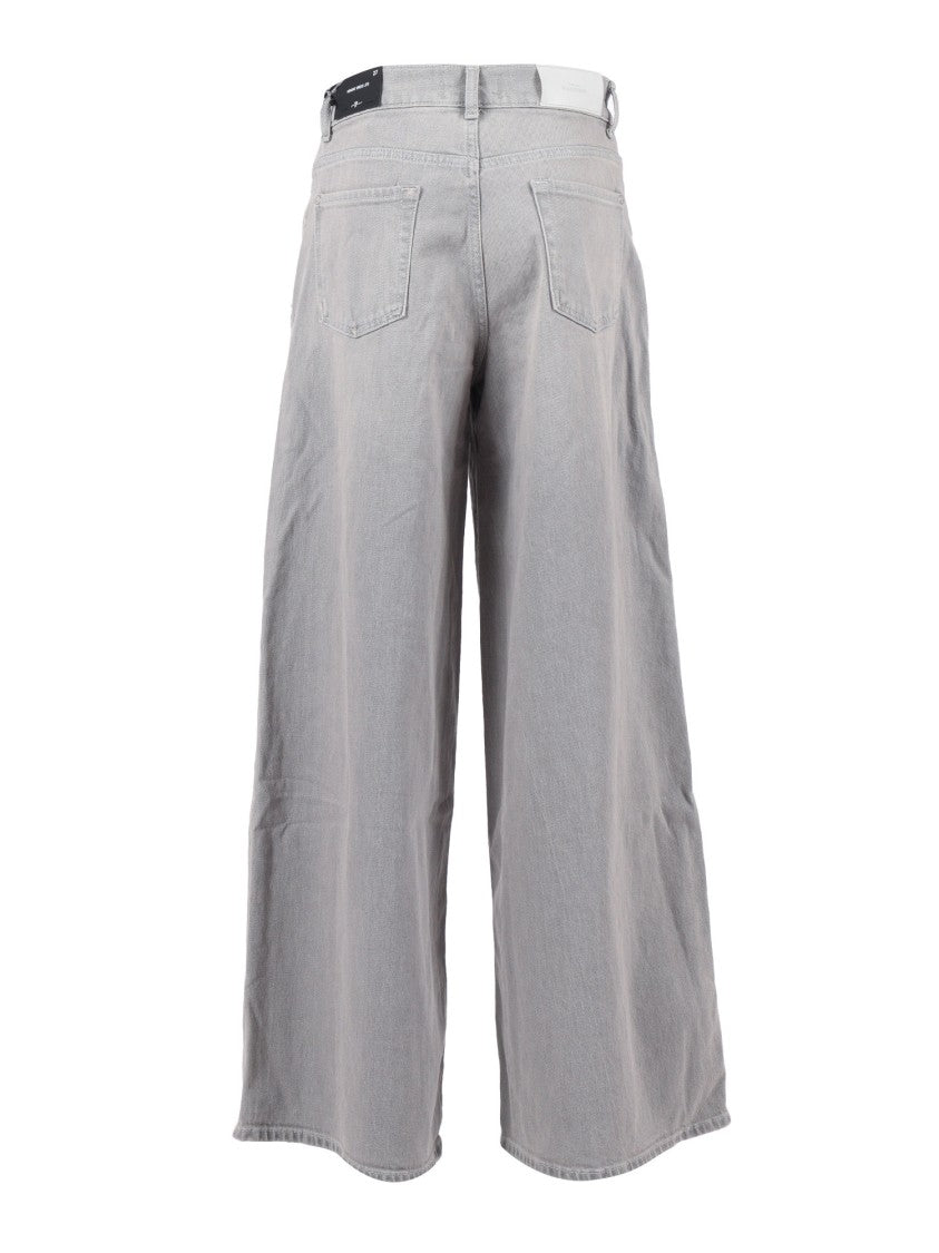 7 For All Mankind High-Waisted Grey Wide-Leg Jeans With Classic Five-Pocket Design