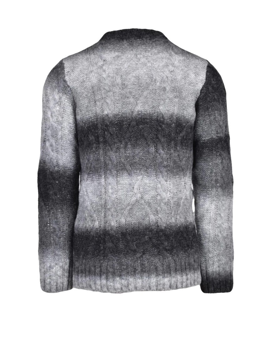 Daniele Alessandrini Gradient Cable Knit Crewneck Sweater By Daniele Alessandrini