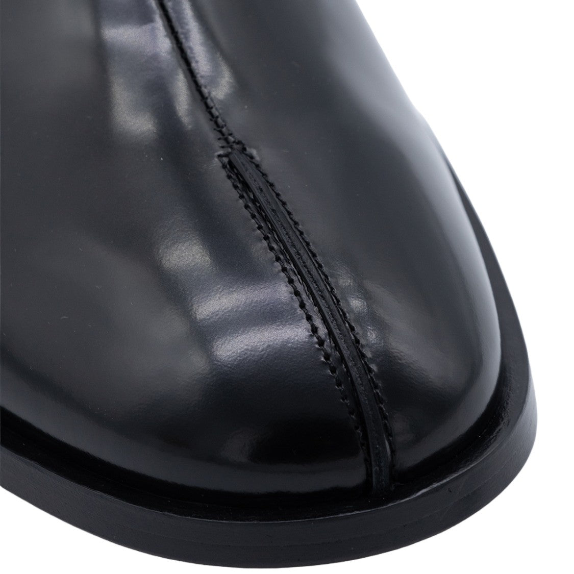 Mm6 By Maison Margiela Polished Black Leather Boots With Minimalist Design