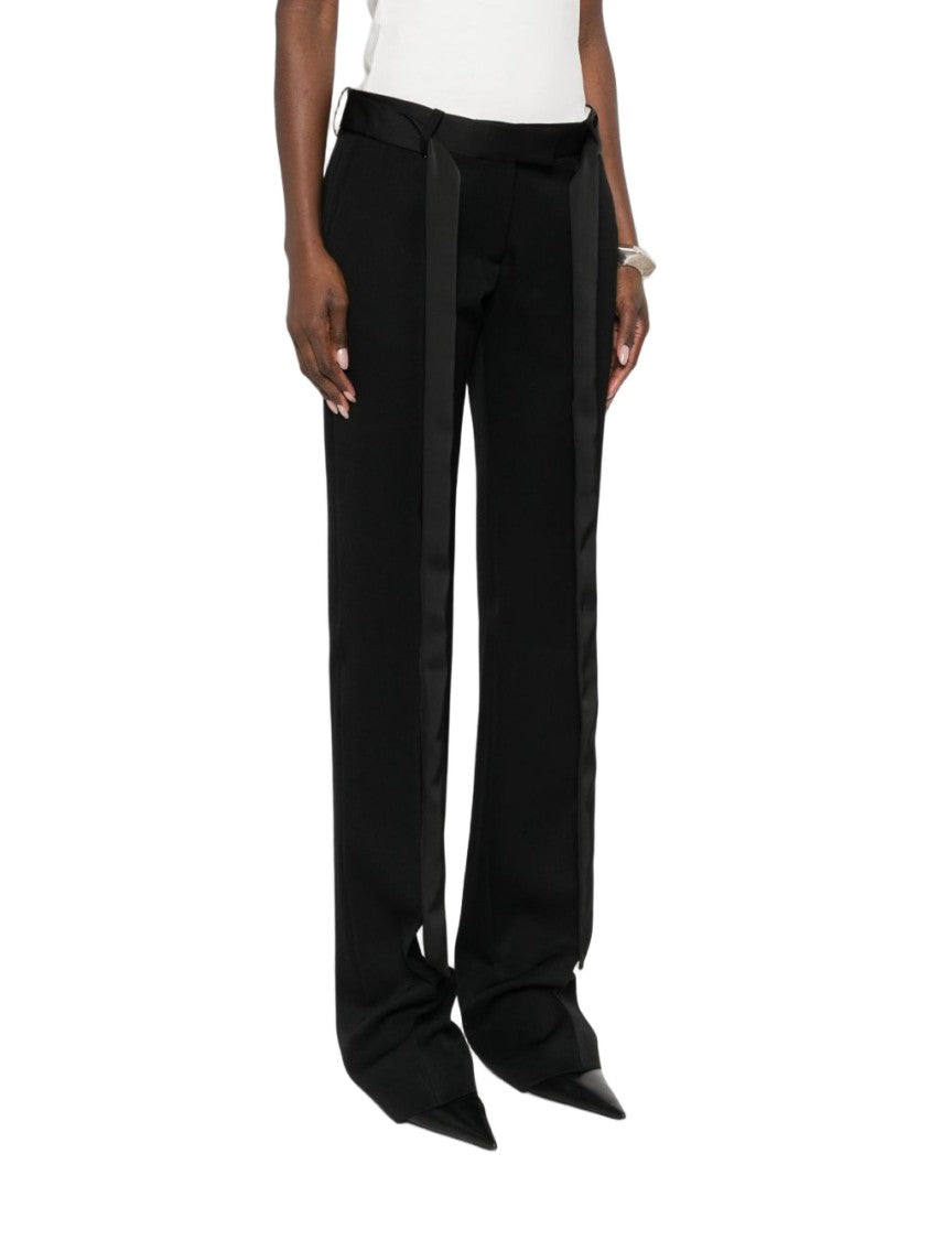 The Attico Tailored Black Trousers With Satin Ribbon Detail