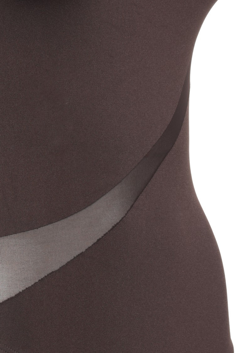 Wolford Semi-Transparent Brown Bodysuit With Snap Closure