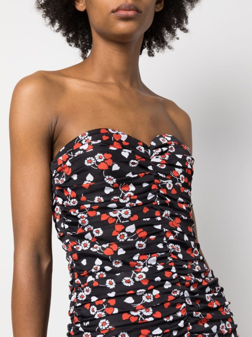 Moschino Floral-Print Strapless Minidress