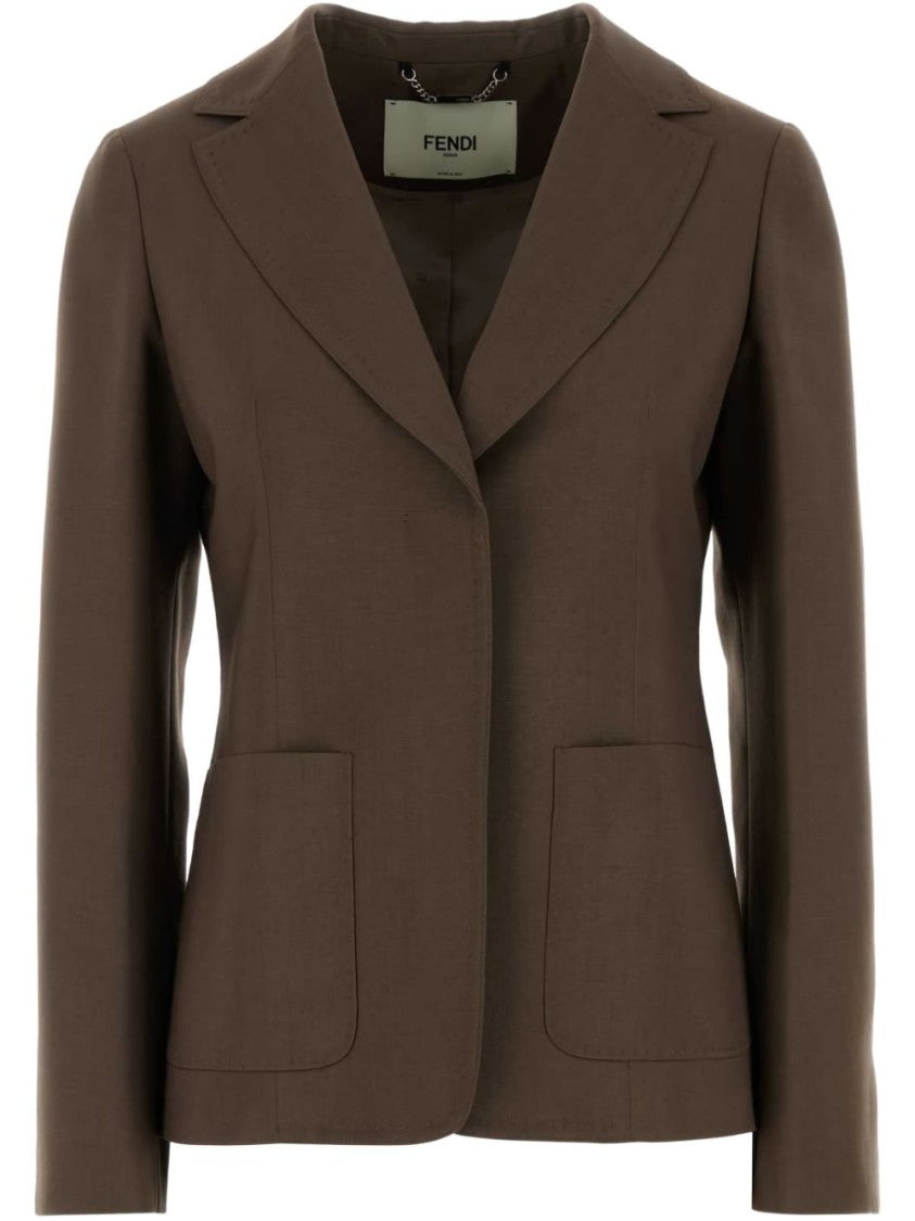 Fendi Tailored Brown Jacket With Structured Silhouette