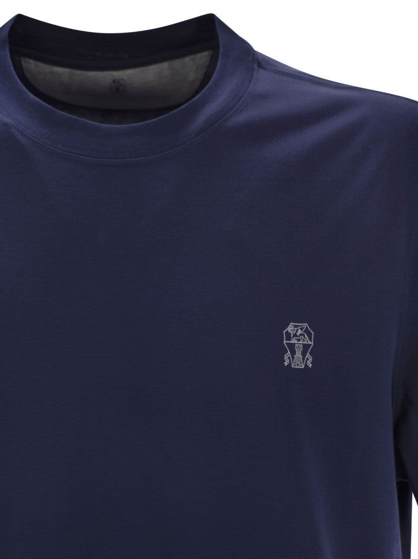 Brunello Cucinelli Crew-Neck Cotton Jersey T-Shirt With Printed Logo