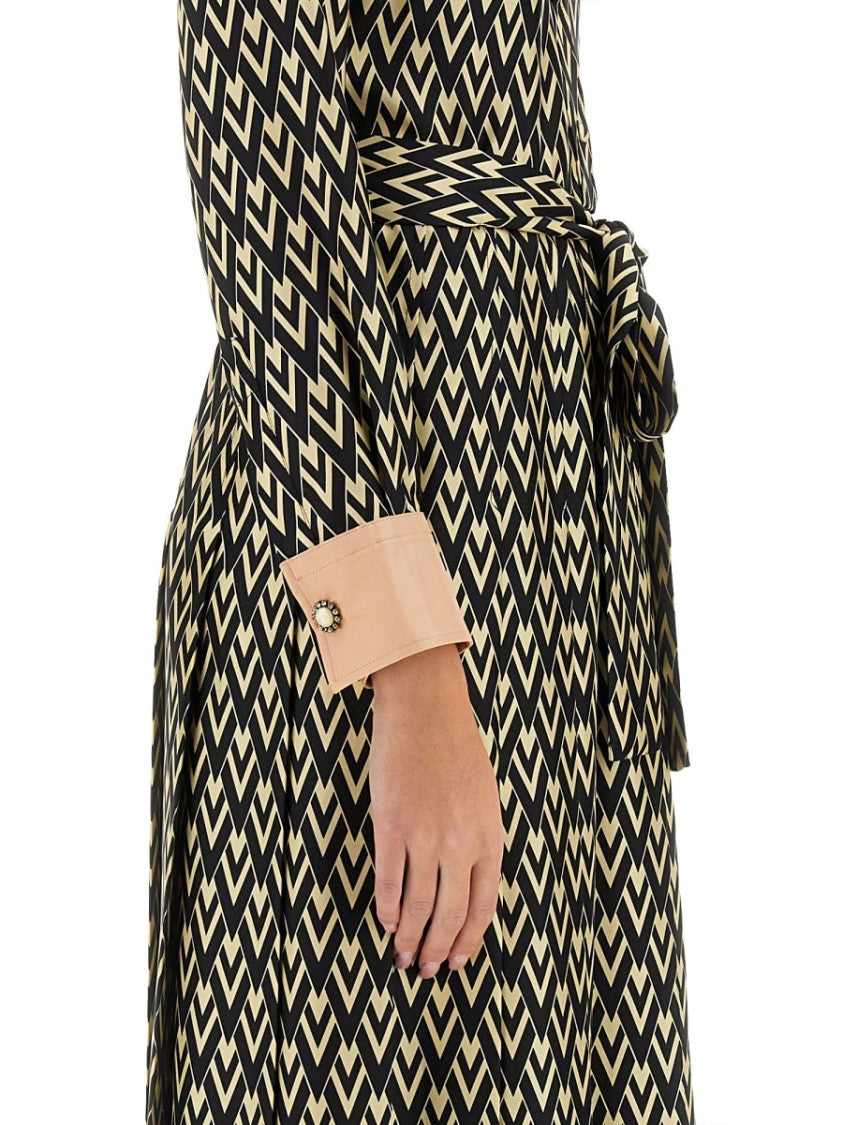 Valentino "Toute La V" Twill Midi Dress