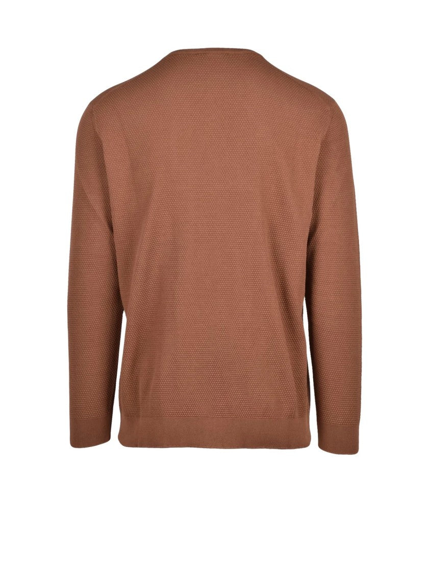 Masq Brown Textured Cotton Sweater