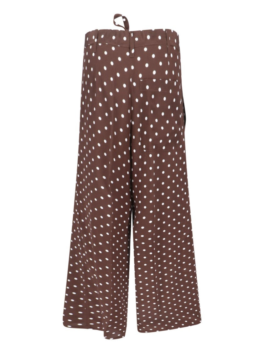 Parosh Polka Dot Silk Pants With Bow Detail