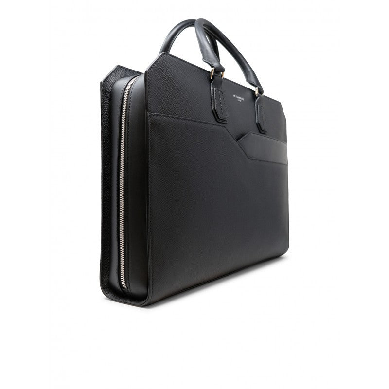 Le Tanneur Black Leather Cross Briefcase