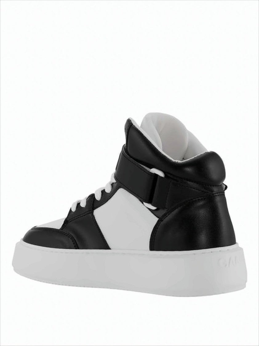 Ganni Mid-Top Sneakers With Color Block Design And Branded Ankle Strap