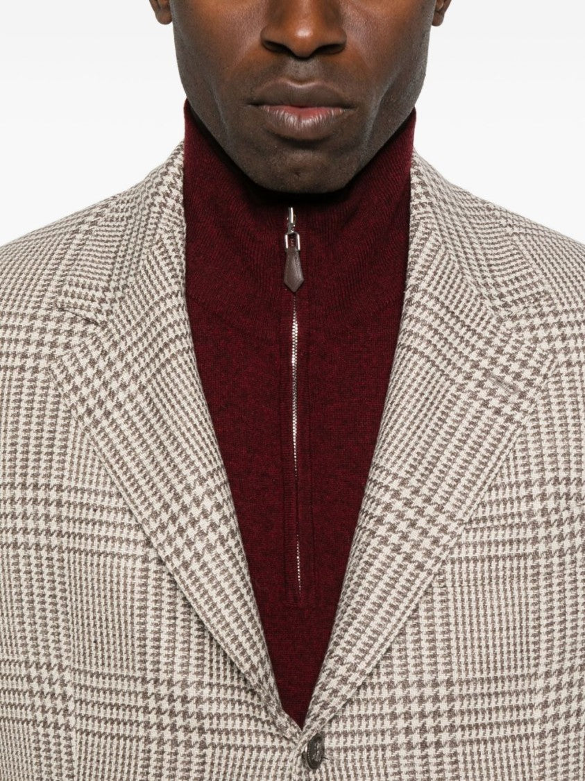 Brunello Cucinelli Checkered Tailored Blazer With Notch Lapels