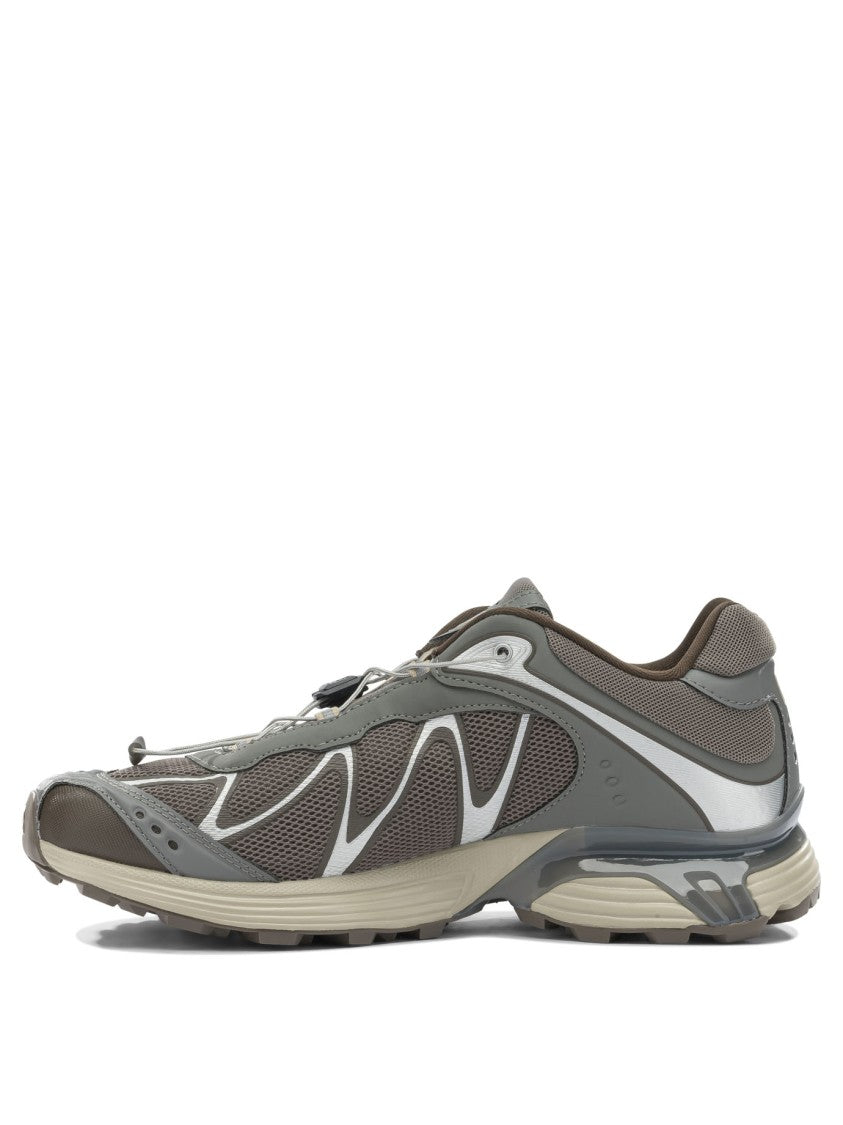 Salomon Sporty Grey Sneakers With Breathable Mesh Upper And Textured Outsole