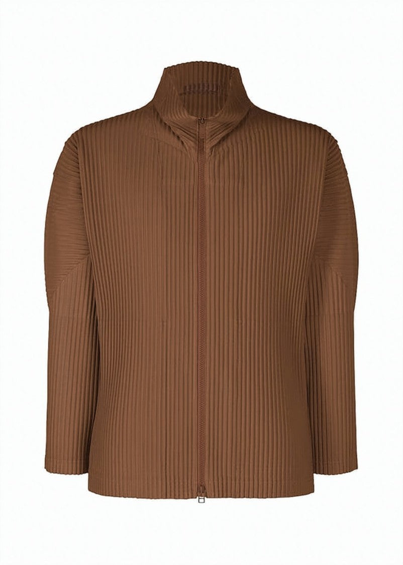 Homme Plissé Issey Miyake Pleated Textured Casual Jacket With High Collar