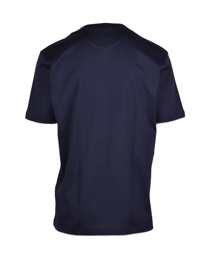 Eleventy Blue Soft V-Neck Cotton T-Shirt