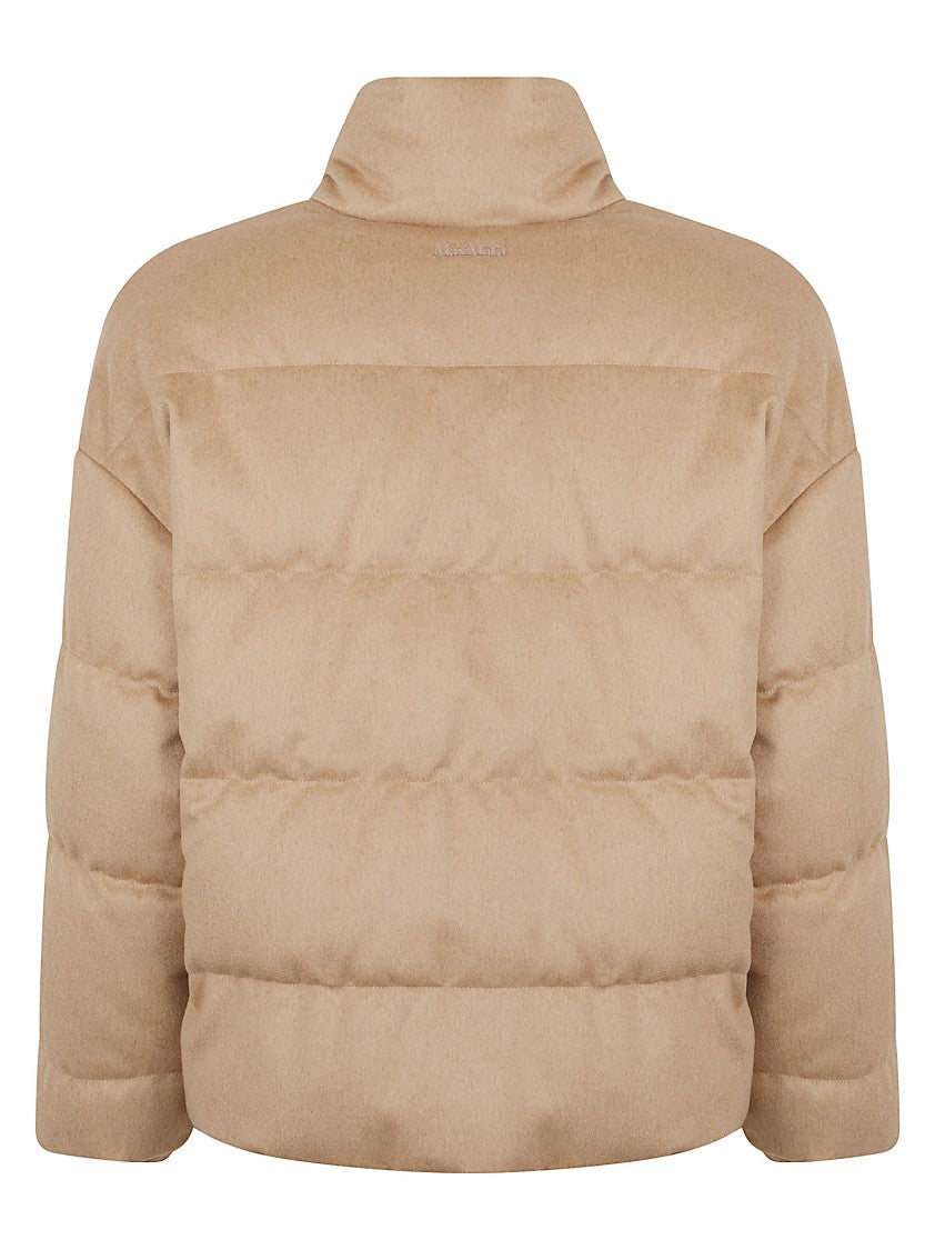 Max Mara Boxy Cropped Camel Coat With Quilted Padding