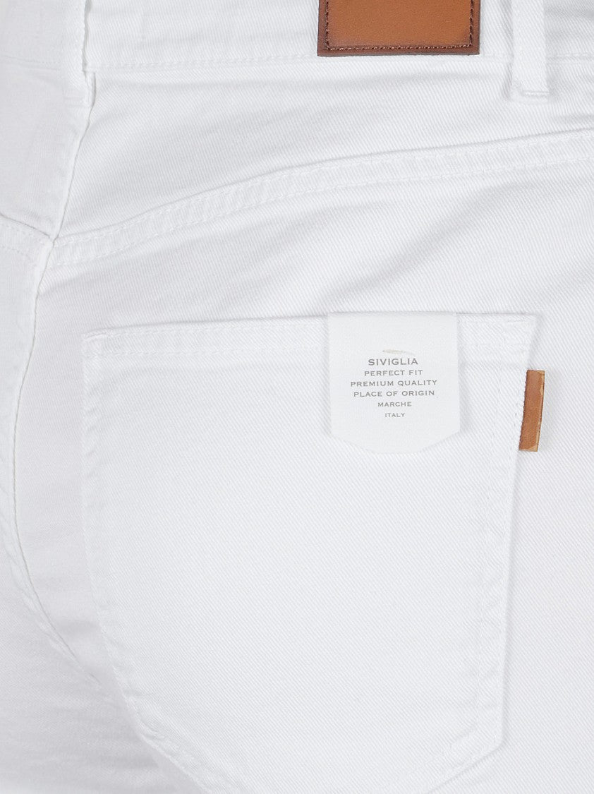 Siviglia Cropped White Jeans With Flared Hem