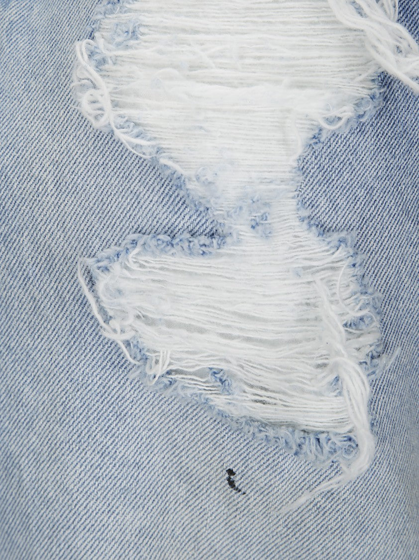 Mm6 By Maison Margiela Sleeveless Front-Zip Top In Distressed Denim