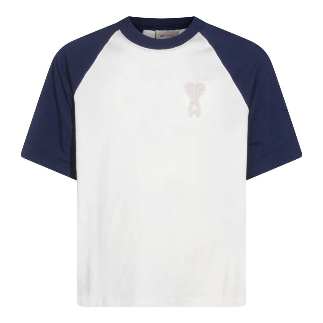Ami Paris White & Blue Cotton T-Shirt
