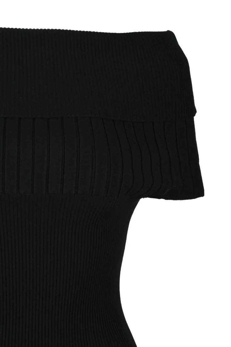 Sportmax Long Fitted Knit Dress - Black