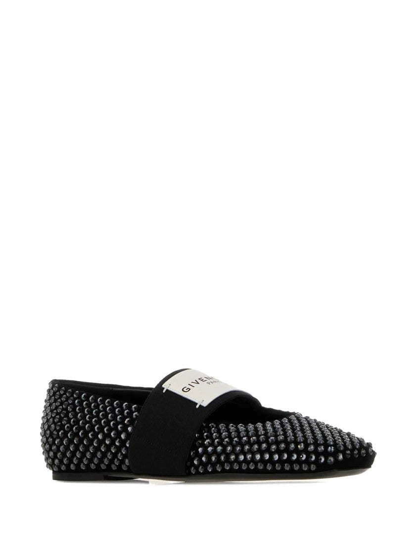 Givenchy Ballerina Pointed-Toe Black Studded Flat Shoes