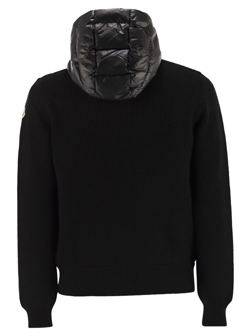 Moncler Wool-Lined Hooded Zip-Up Sweatshirt