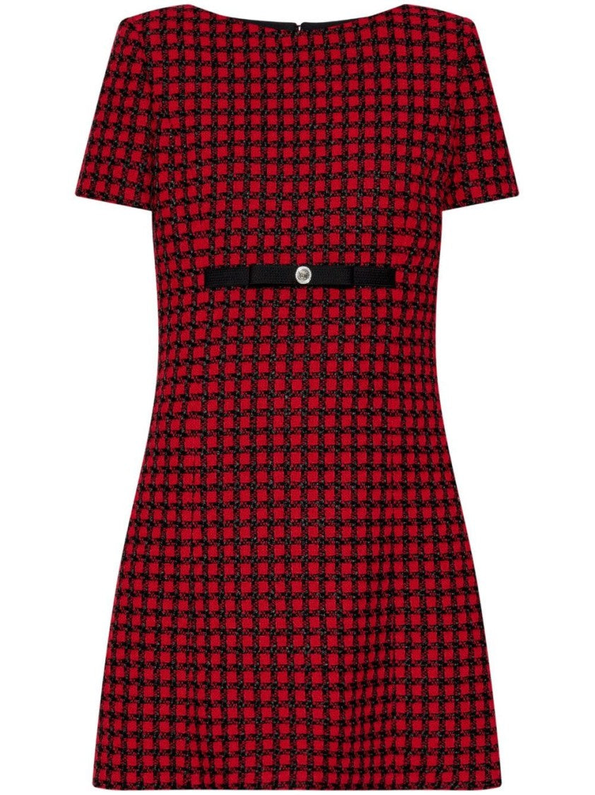 Versace Black And Red Tweed Mini Dress