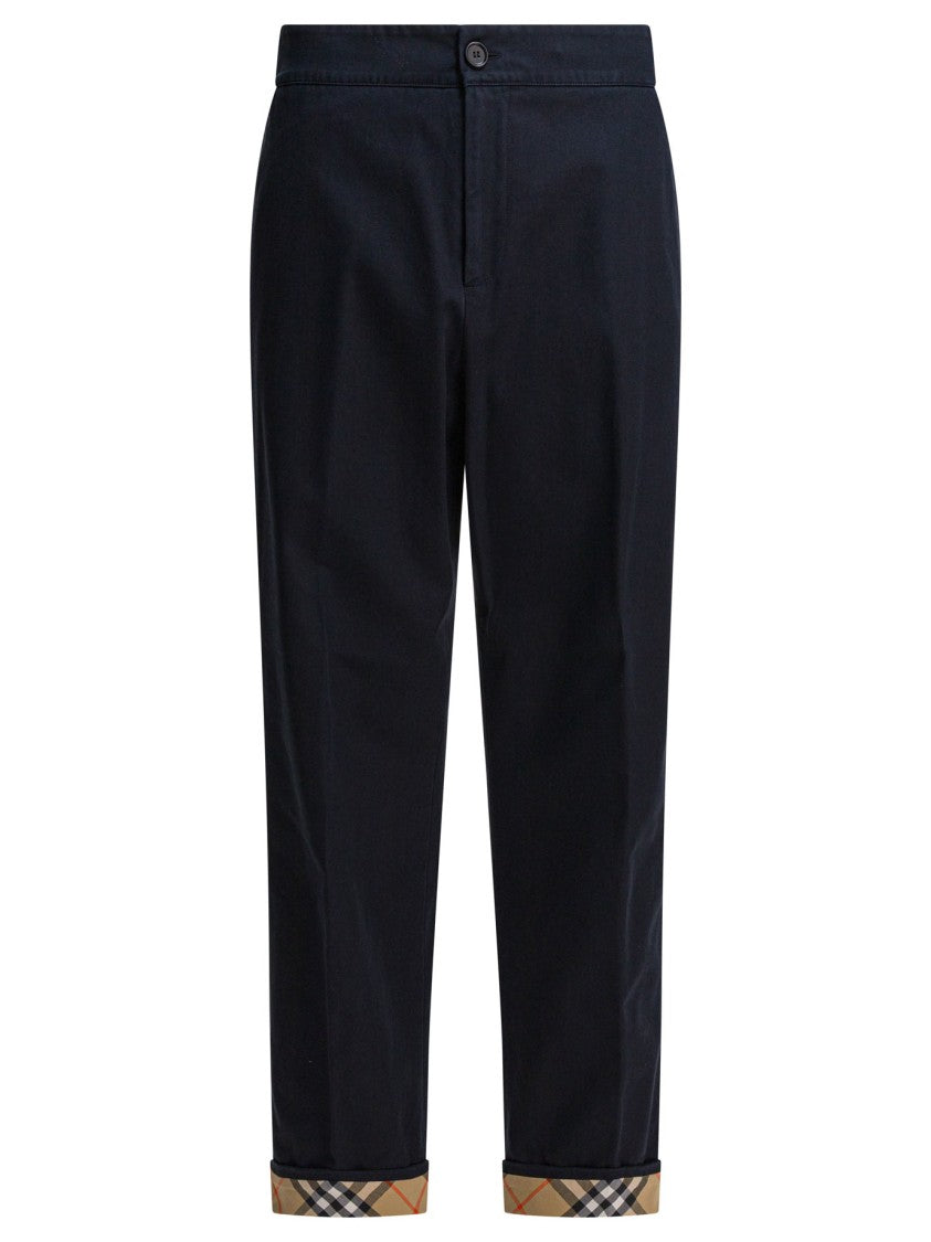 Burberry Tailored Trousers With Distinctive Check Details