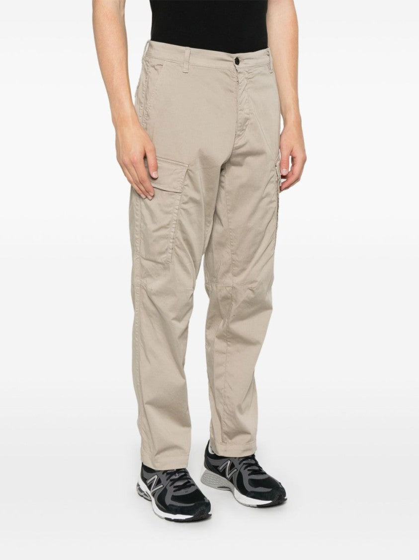 C.P. Company Cargo-Style Beige Trousers With Front Button Fastening And Utility Pockets