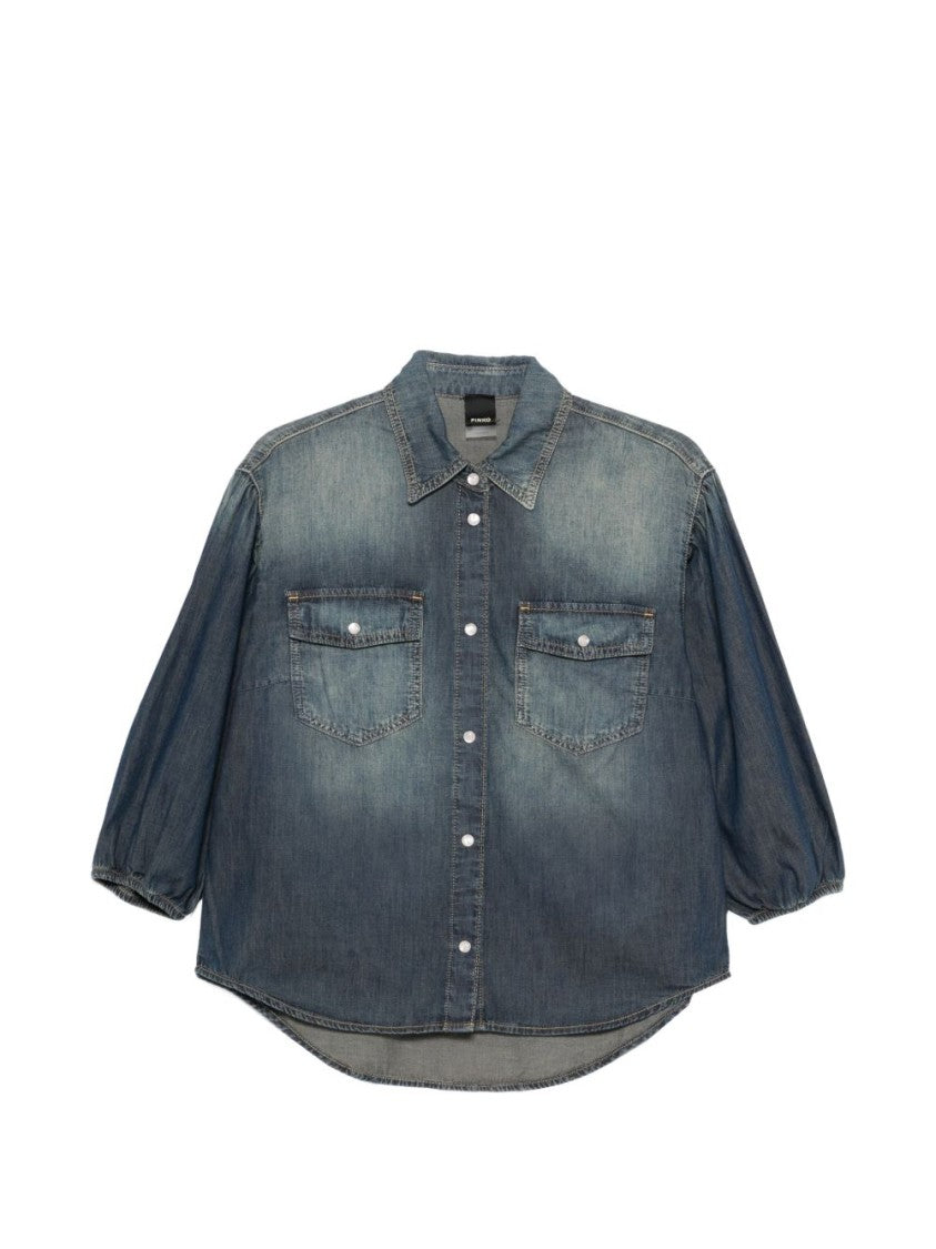 Pinko Blue Press-Stud Chest Pocket Shirt