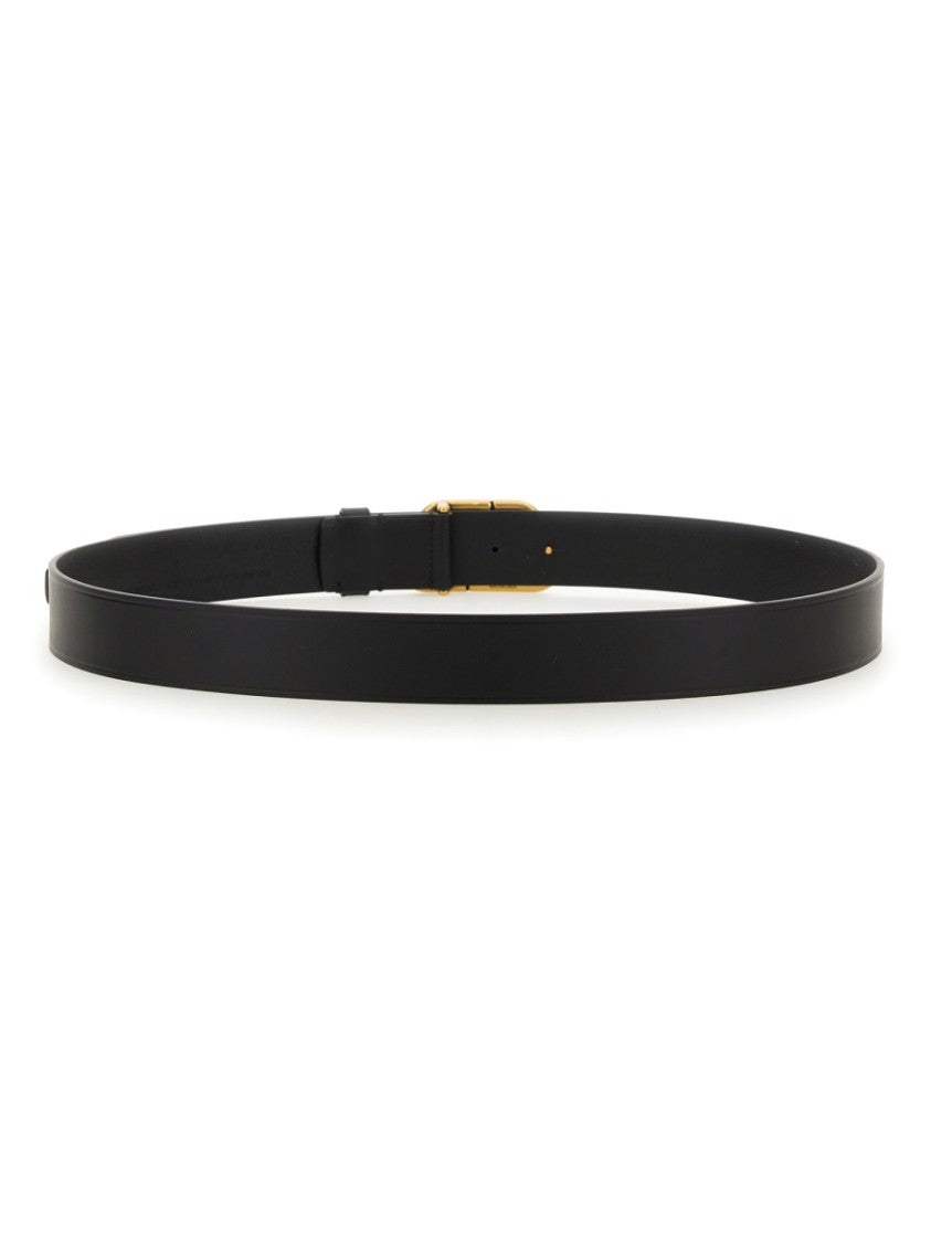 Balenciaga Bb Narrow Double B Buckle Leather Belt